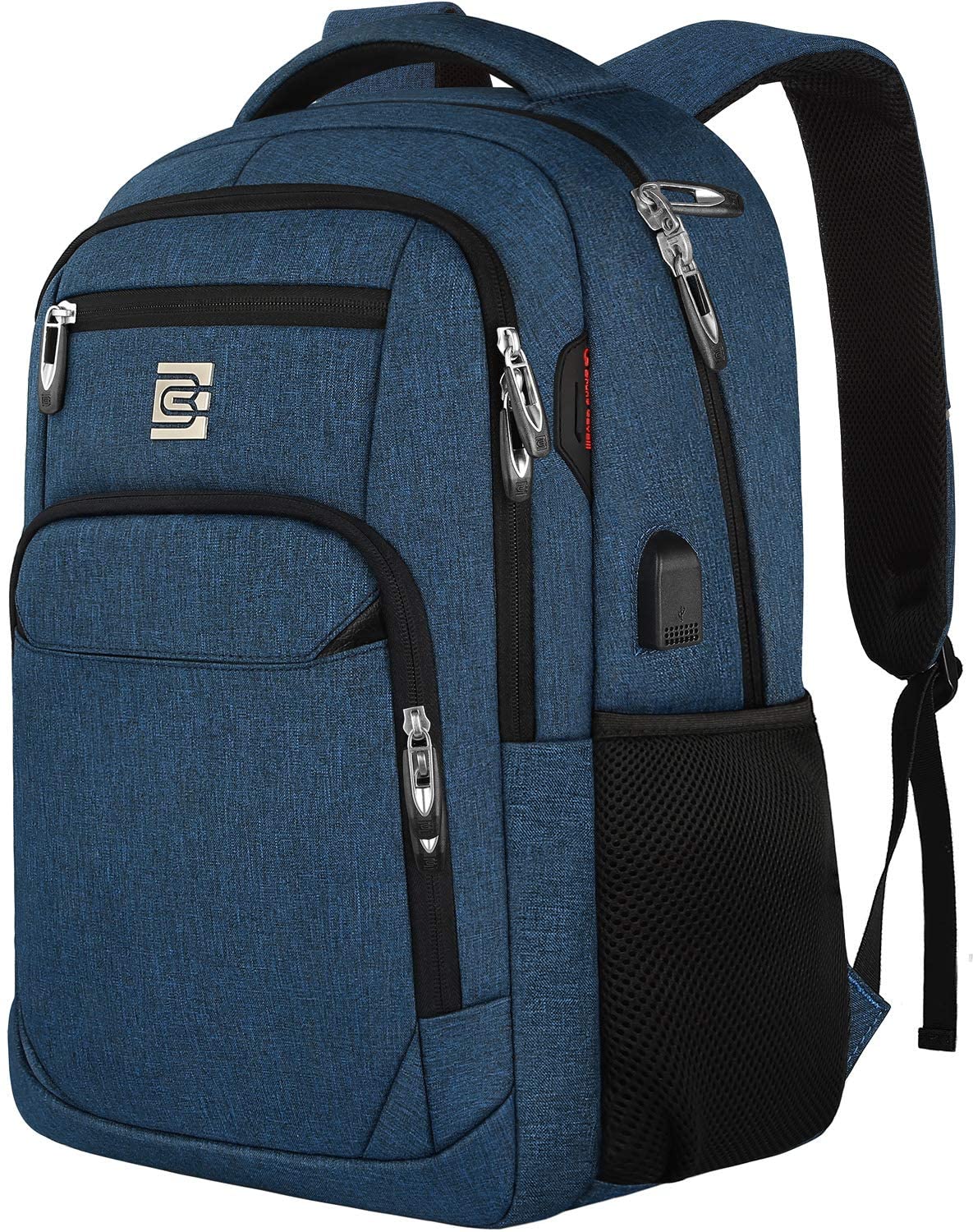 Bruno Cavalli 15.6 Zoll wasserdichter Reisecomputer Schultasche Large Business diebstahlsicherer robuster Laptop-Rucksack mit USB-Ladeanschluss für HP Chromebook 11 13 14 15 Laptop Blau