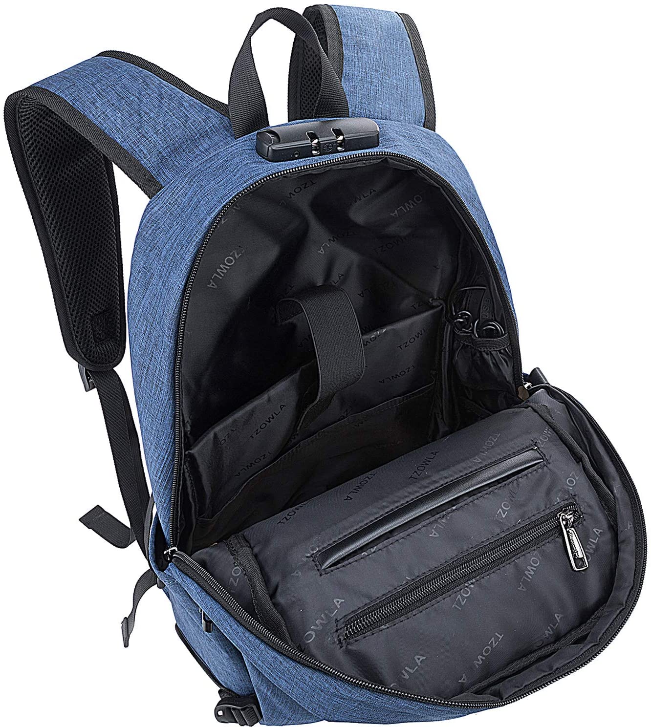 Tzowla 15,6 Zoll Business Laptop Rucksack Freizeit Wanderrucksack wasserdichter diebstahlsicherer Rucksack mit USB Ladeanschluss passend für Acer Porsche 14 Zoll Laptop Blau