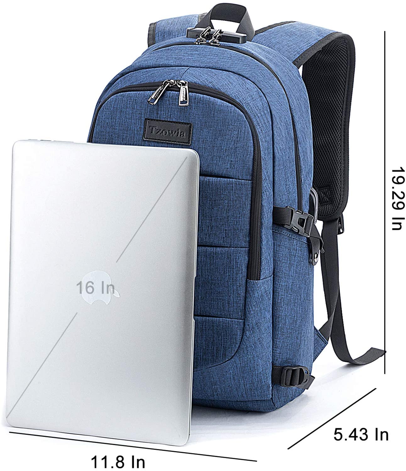 Tzowla 15,6 Zoll Business Laptop Rucksack Freizeit Wanderrucksack wasserdichter diebstahlsicherer Rucksack mit USB Ladeanschluss passend für Asus Transformer 10,1 Zoll Laptop Blau