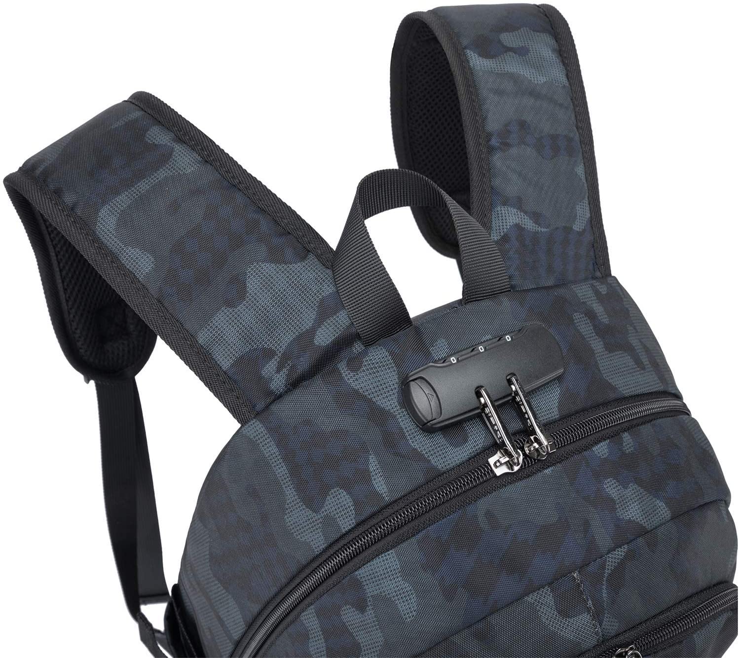 Tzowla 15,6 Zoll Business Laptop Rucksack Freizeit Wanderrucksack wasserdichter diebstahlsicherer Rucksack mit USB Ladeanschluss passend für MSI Bravo Series 15,6 Zoll Laptop Blaucamo