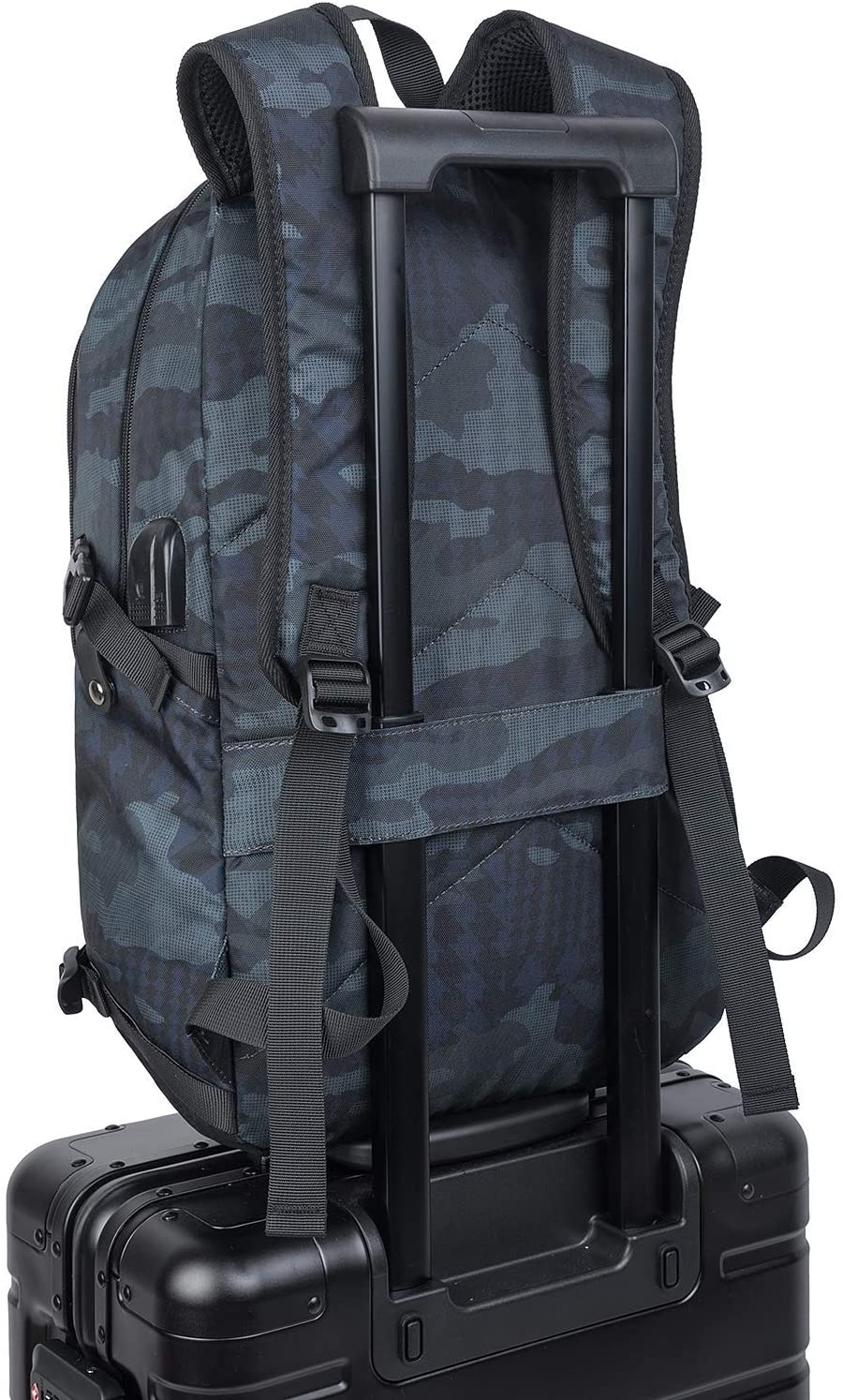 Tzowla 15,6 Zoll Business Laptop Rucksack Freizeit Wanderrucksack wasserdichter diebstahlsicherer Rucksack mit USB Ladeanschluss passend für Acer TravelMate 15,6 Zoll Laptop Blaucamo