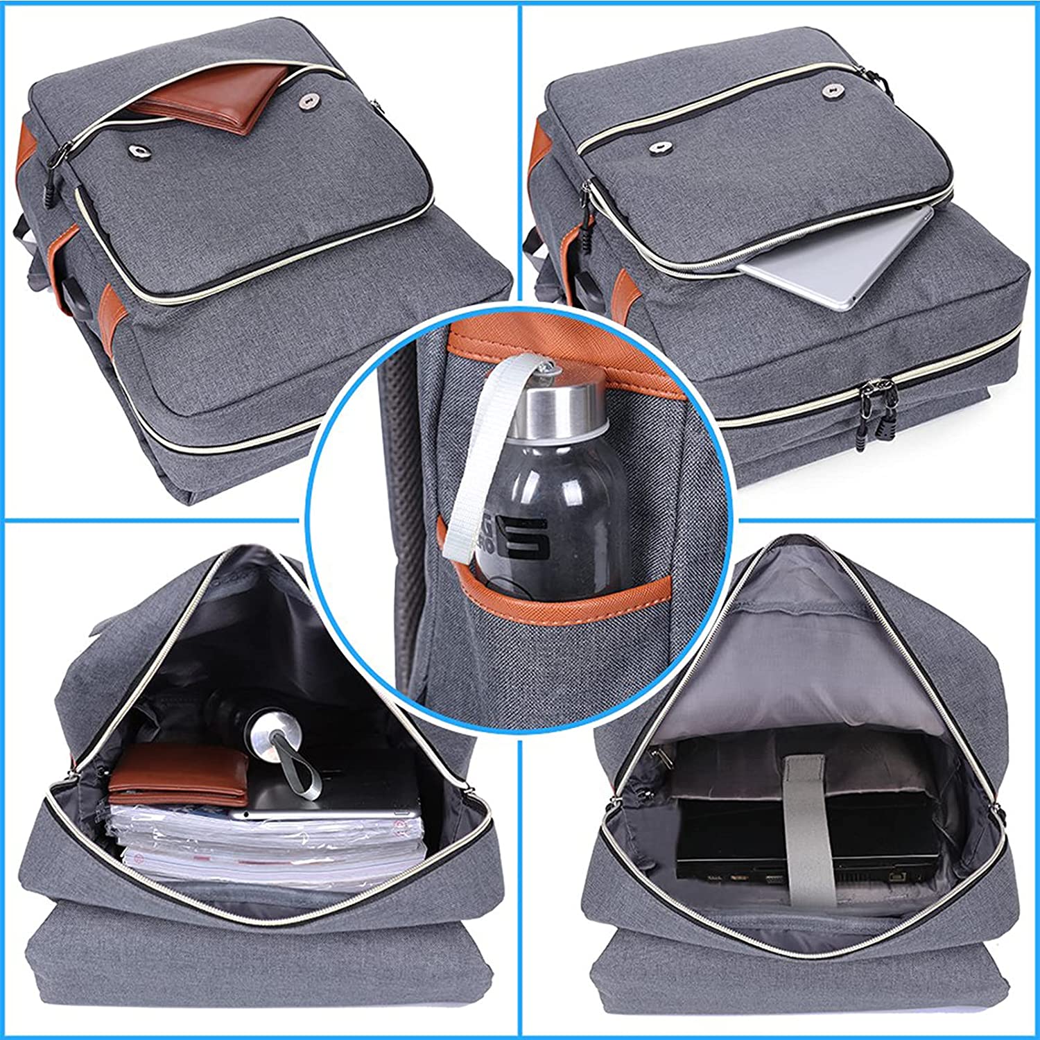 Modoker 15,6-Zoll-Retro-Laptop-Rucksack Reiserucksack wasserdichter und diebstahlsicherer Rucksack mit USB-Ladeanschluss geeignet für Asus ProArt StudioBook 17 Zoll Laptop Grau