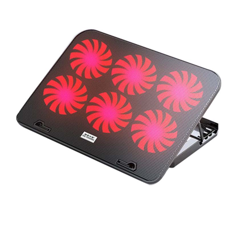 ICE COOREL Gaming Laptop Cooling Pad Laptop Silent Fan Radiator Base Bracket, mit 6 höhenverstellbaren + 2 USB Anschlüssen + 1 Handyhalterung passend für Laptop Asus ProArt StudioBook 15,6 Zoll Rot und Schwarz