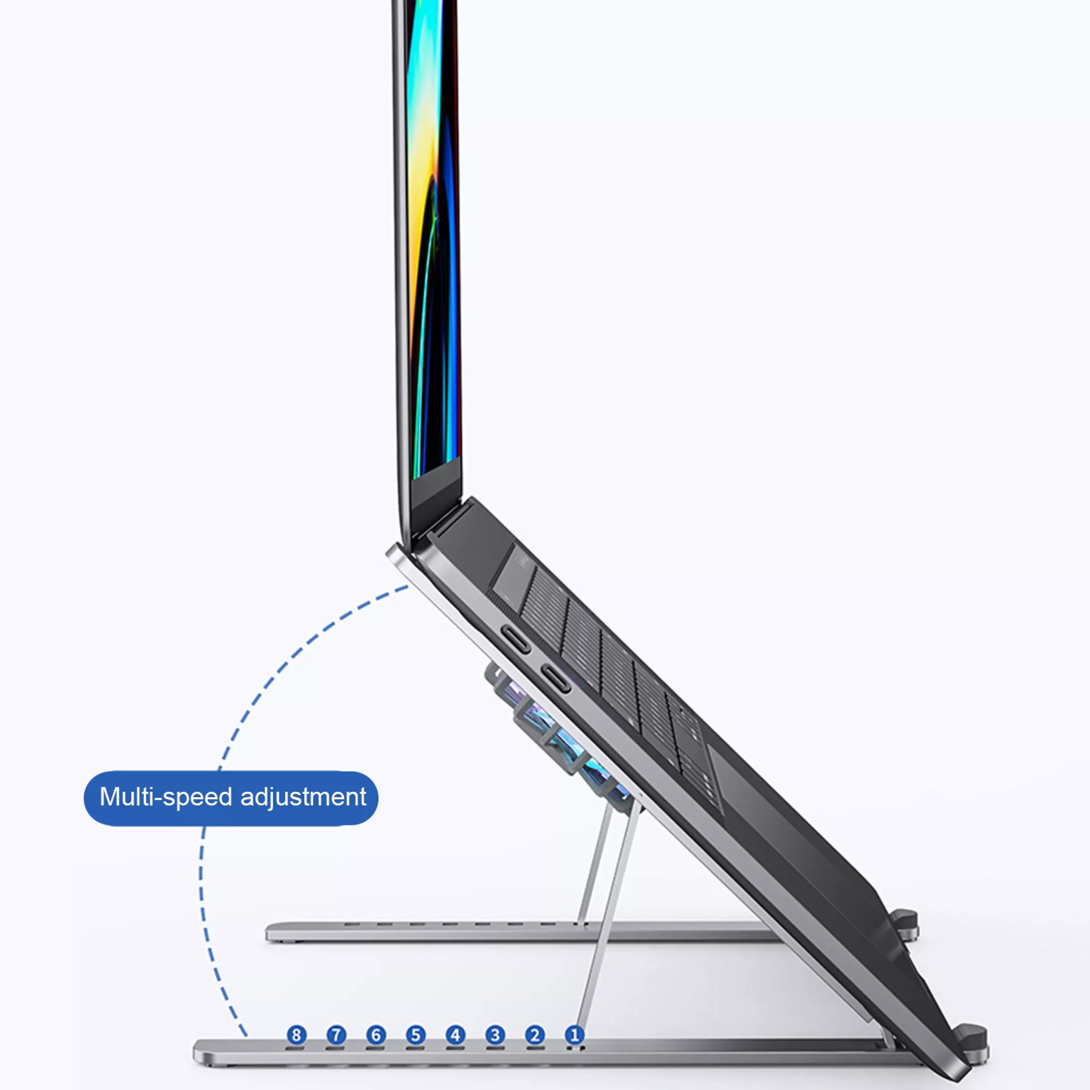 Notebook-Computer leiser Lüfter Kühler-Basishalterung Aluminiumlegierung Regal Gaming-Laptop-Kühlhalterung Halterung für mehrere Geschwindigkeiten geeignet für Laptop MSI Pulse / Crosshair GL Series 17,3 Zoll Silber