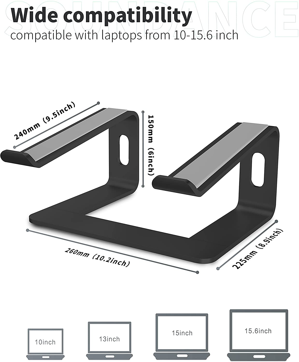 Starke Wärmeableitung Laptopständer aus Aluminiumlegierung für Asus ZenBook 15.6" Schwarz