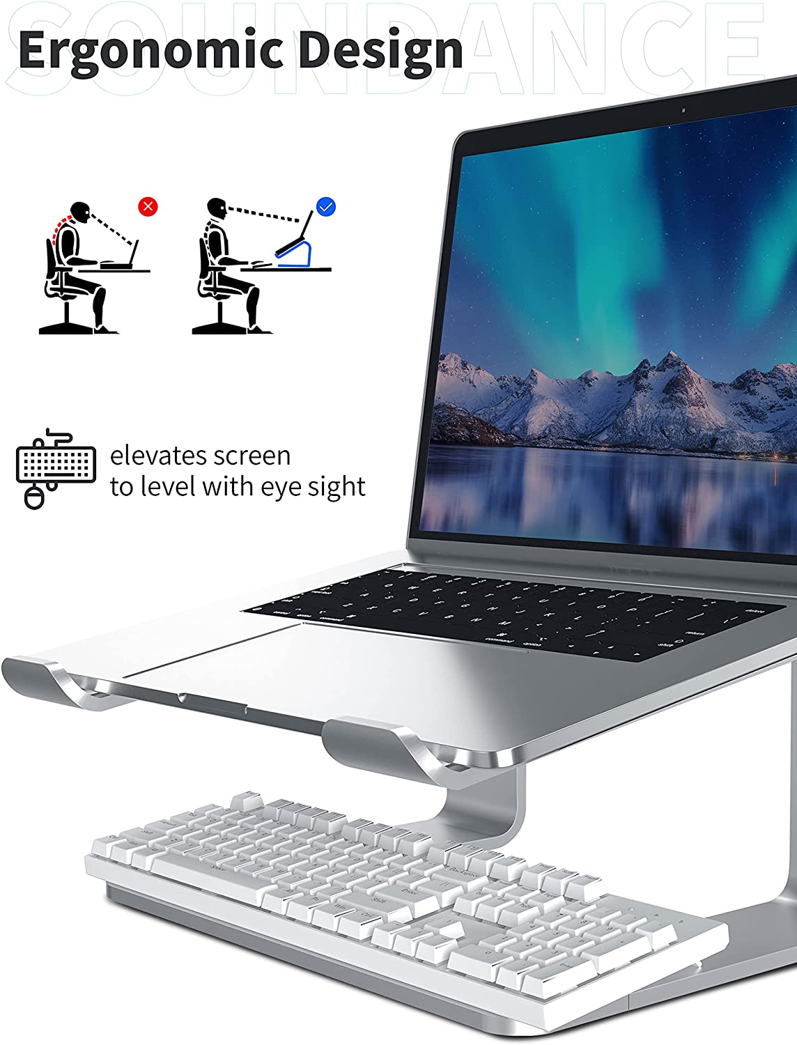 Starke Wärmeableitung Laptopständer aus Aluminiumlegierung für MSI Summit B15 15.6" Silber