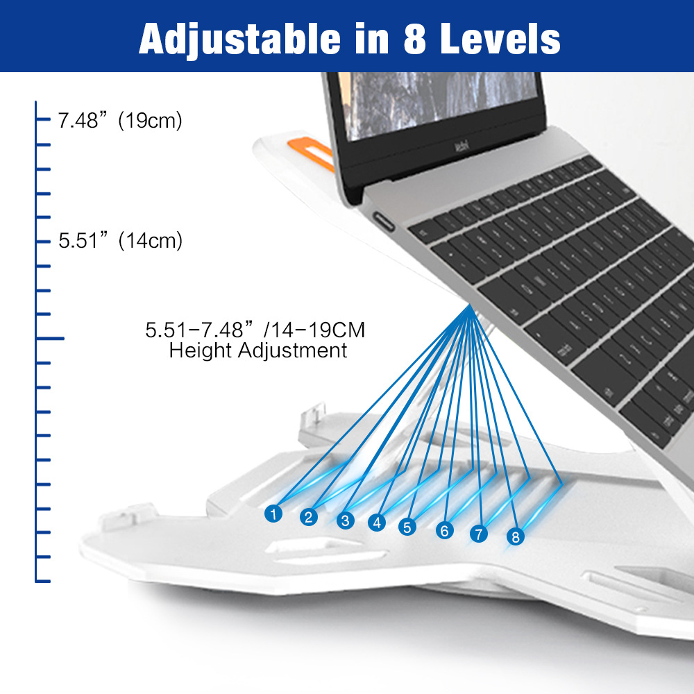 Tragbarer faltbarer Laptopständer + Handyständer für MSI Katana /Sword GF Series 17.3" Weiß