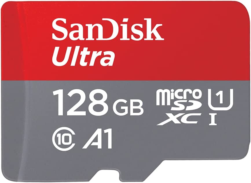 SanDisk 128GB Ultra microSDXC UHS-I-Speicherkarte mit Adapter – bis zu 120 MB/s, C10, U1, Full HD, A1, MicroSD-Karte – SDSQUAB-128G-GN6MA