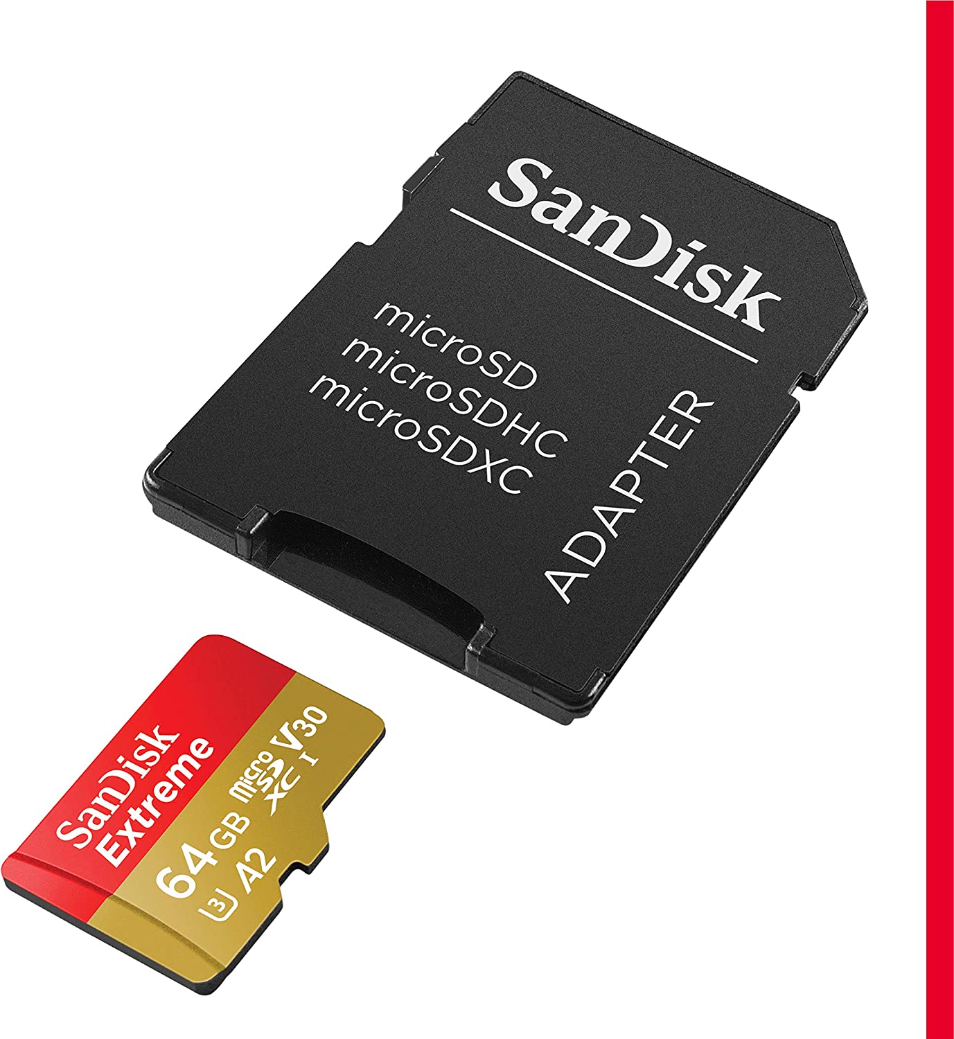 SanDisk 128GB Extreme microSDXC UHS-I Speicherkarte mit Adapter – Bis zu 160 MB/s, C10, U3, V30, 4K, A2, Micro SD – SDSQXA1-128G-GN6MA