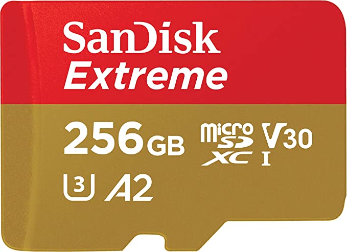 SanDisk 256GB Extreme microSDXC UHS-I Speicherkarte mit Adapter – Bis zu 160 MB/s, C10, U3, V30, 4K, A2, Micro SD – SDSQXA1-256G-GN6MA